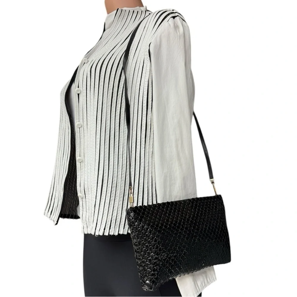 Vintage Whiting & Davis Black Metal Mesh Pouch Crossbody Shoulder Bag Evening
